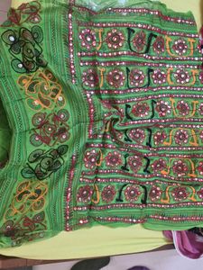 Embroidered Green Mirror Work Saree