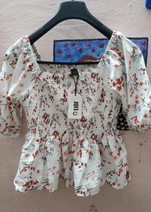 Square Neck Peplum Top