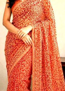 Beautiful Orange Printed Saree