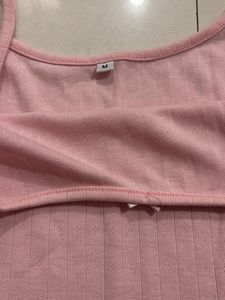 Cute Pink Ribbed Tank Top
