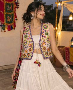 Embroidered handmade Ethnic white navratri Jacket
