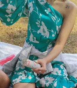 Chic Floral Print One-Shoulder Dress