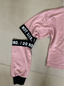 Shein Pink Cropped Hoodie with Detachable Sleeves