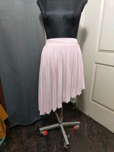 Pink Pleated Asymmetrical Skirt
