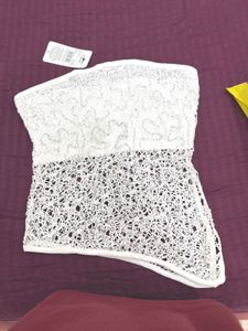 Shein White Lace Strapless Top