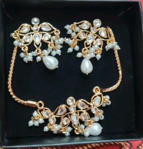 Elegant Pearl &amp; Crystal Kundan Set