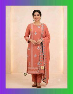 Peach Embroidered Kurta Set