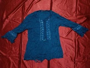 Bohemian Embellished Blue Tunic Top
