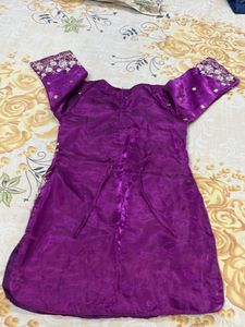 Elegant Purple  Kurti Set with Dupatta for girl