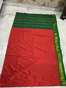 Elegant Silk Saree with zari border 💚 blouse