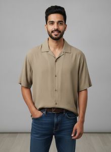 Casual Khaki Short Sleeve Shirt