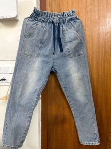 Light Wash Paperbag Waist Jeans