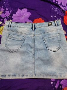 Stylish Acid Wash Denim Skirt