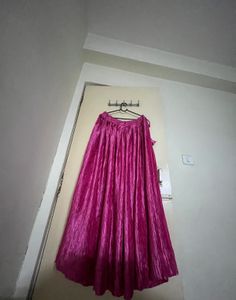 Stunning Pink Crushed satin ghagra