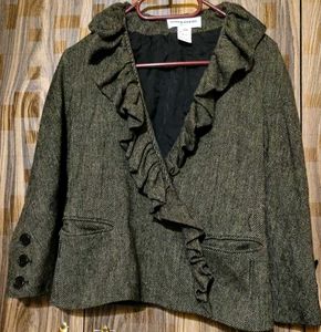 Imported Sonia Rykiel Ruffled Tweed Blazer