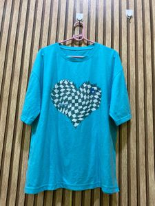 Blue Graphic Heart T-Shirt