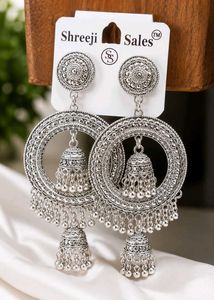 Premium Shreeji Oxidized Silver Double Jhumka Hoop