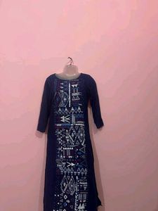 Stylish Printed Navy Blue Kurta