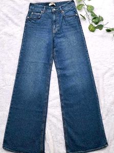 H&m Wide Leg Blue Denim Jeans