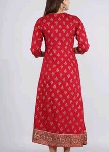 Elegant Red Printed Anarkali Kurta