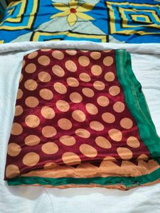 Elegant Maroon Polka Dot Saree
