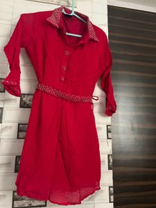 Red Dress with Belt