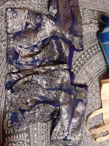 Elegant Blue Brocade Blouse
