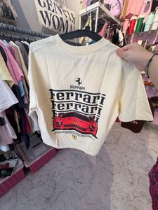 Cream Ferrari Logo T-Shirt
