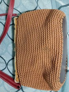 Unique Plaid &amp; Crochet Crossbody Bag