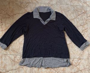 Striped Collar Navy Top