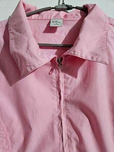 Pink Puff Sleeve Zip-Up Top