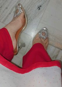 Sparkling Clear Block Heels