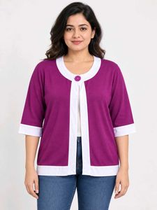 Stylish Purple & White Cardigan