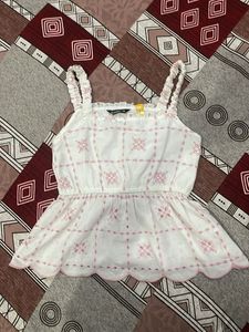 Chic White Embroidered Peplum Top