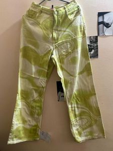 Trendy Green Marble Print Straight Fit Jeans for W