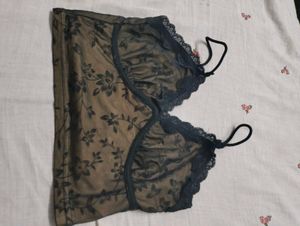Sheer Floral Lace Trim  Top