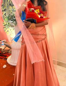 Designer Mari Lee Imported Peach Embellished Gown