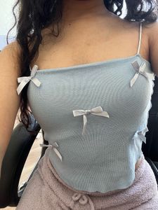 Cute Korean Bow Crop Top with built-in padding