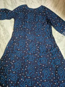 Embroidered Navy Blue Kurta