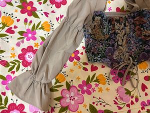 Floral Corset Top with Puff Sleeves❤️‍🔥🦋🌸