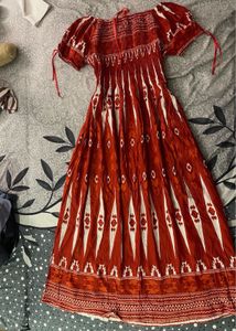 Boho Red &amp; White Maxi Dress