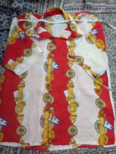 Vintage Print Button-Up Shirt