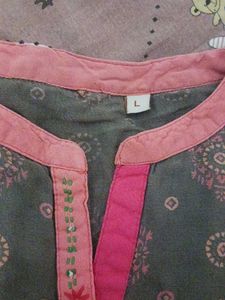 Stylish Grey Kurta with orange Print