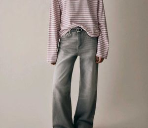 Grey Wide Leg Jeans