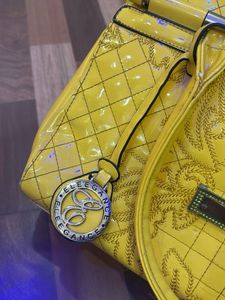 Stylish Yellow Patent Leather Handbag