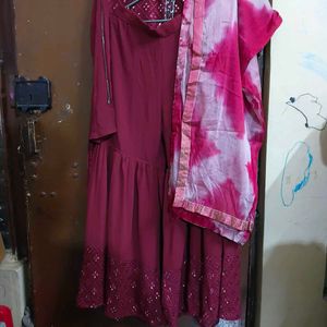 Maroon Kurta sharara Set with Dupatta
