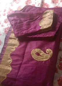 Elegant Purple Saree with Embroidery