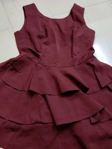 Maroon Tiered Fit &amp; Flare Dress
