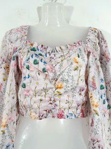 Pink Floral Printed Western Top (Women's)