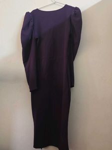 Stylish Purple Puff Sleeve Dress